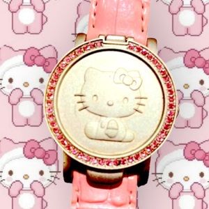 VINTAGE Y2K HELLO KITTY PINK LEATHER WATCH WOMENS OS